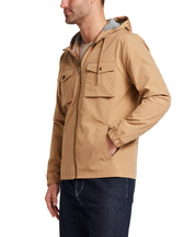 Poly Memory Safari Jacket with Hood in Kelp