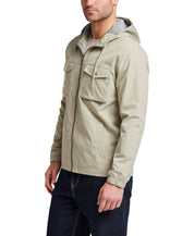 Poly Memory Safari Jacket with Hood in Sea Grass