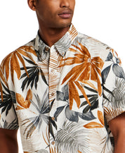 The Linen Cotton Print Shirt in Khaki