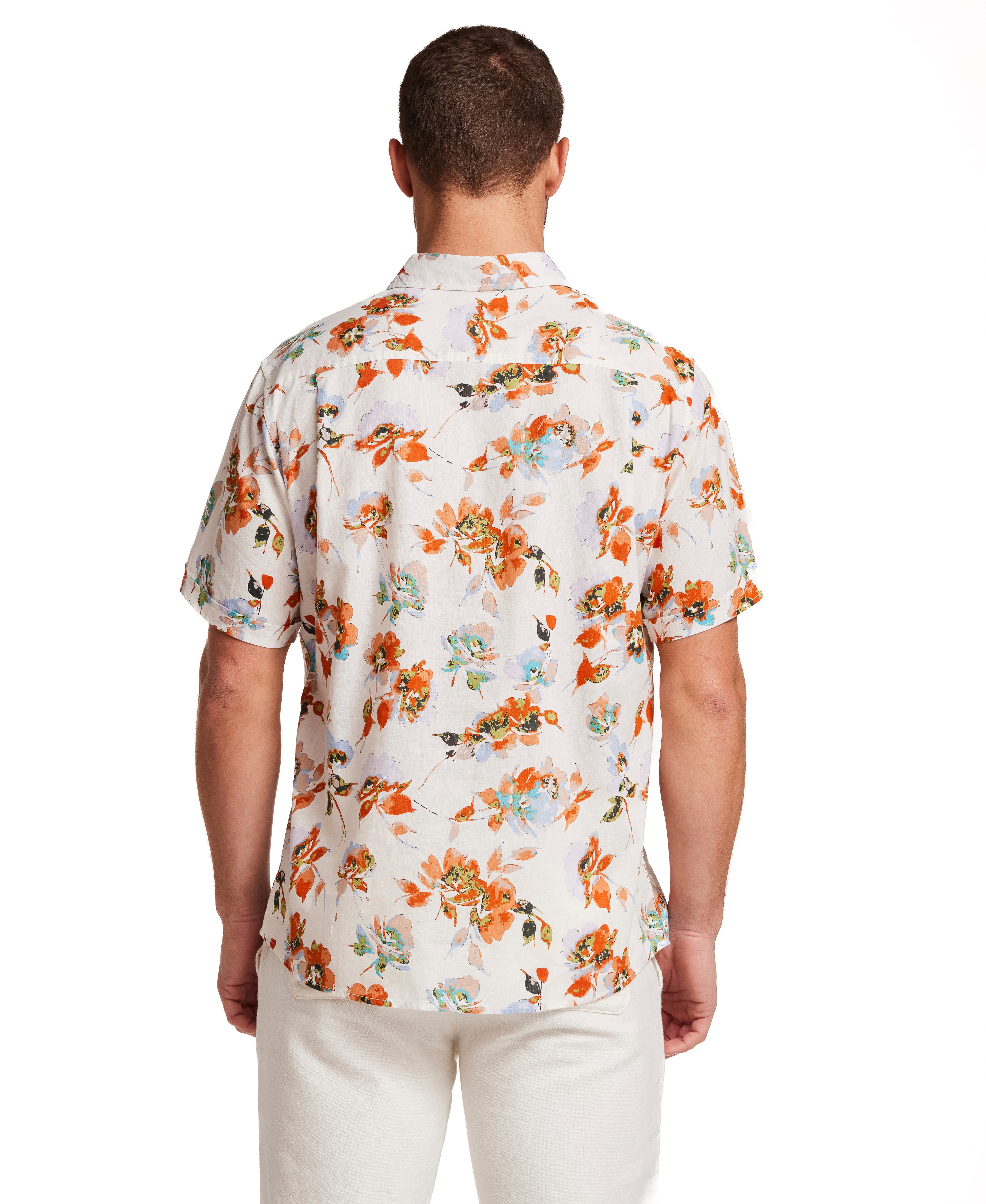 The Linen Cotton Print Shirt in Terra Cotta