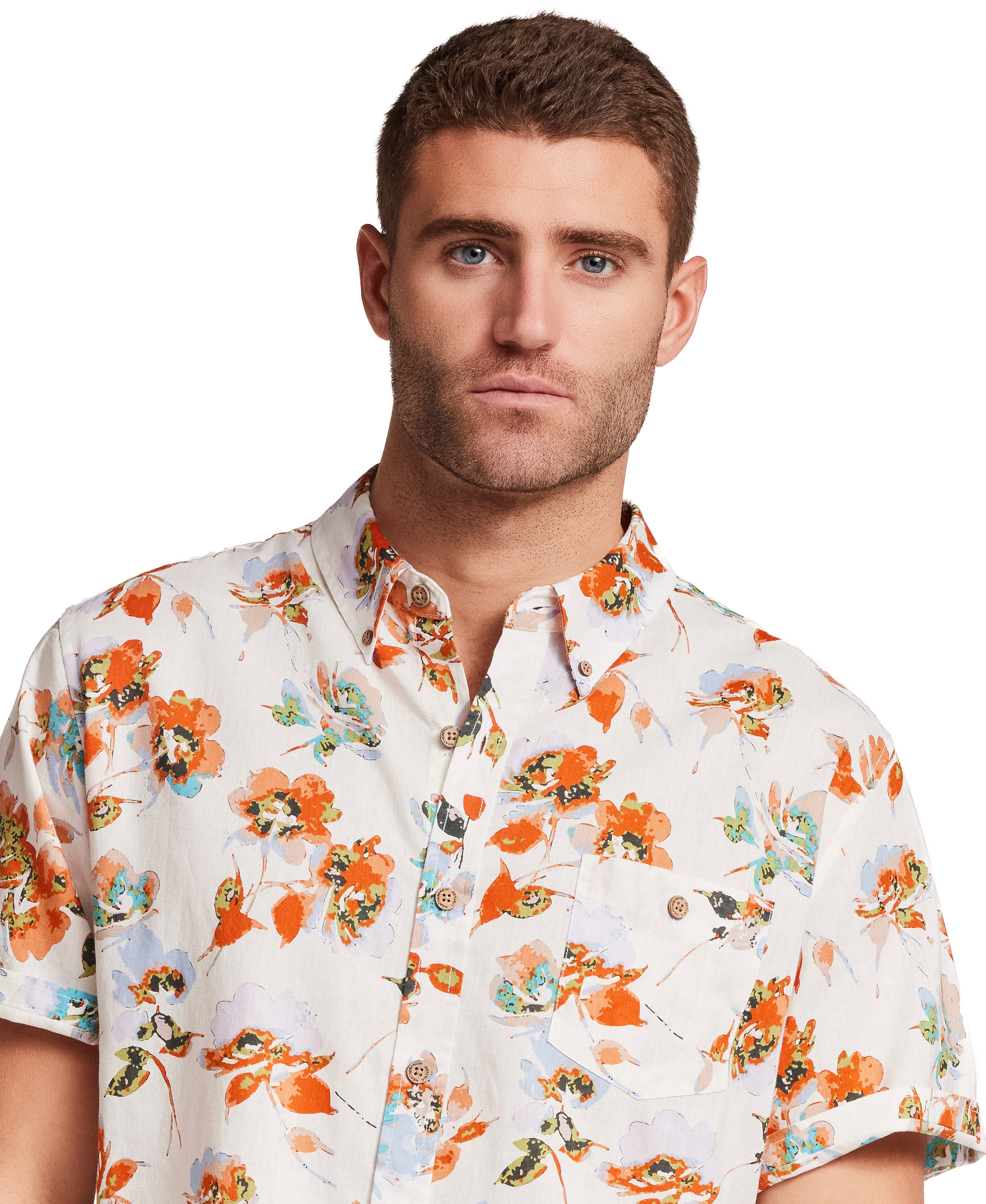 The Linen Cotton Print Shirt in Terra Cotta