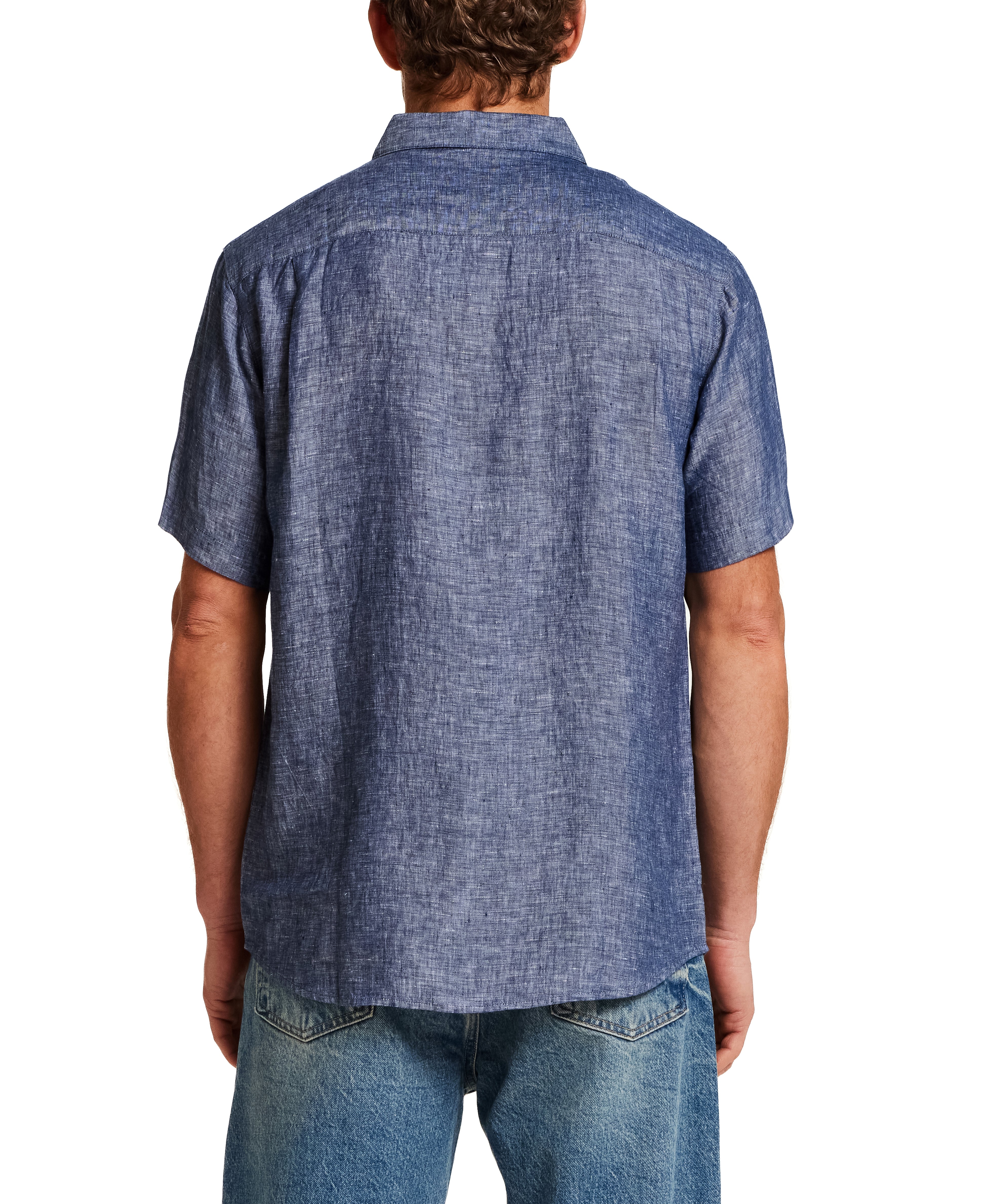 Short Sleeve Linen Shirt in Navy