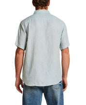 Short Sleeve Linen Shirt in Teal Mist