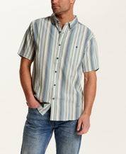 Short Sleeve Seersucker Stripe in Green Slate