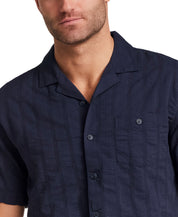Cotton Dobby Seersucker Shirt in Maritime Blue