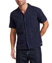 Cotton Dobby Seersucker Shirt in Maritime Blue