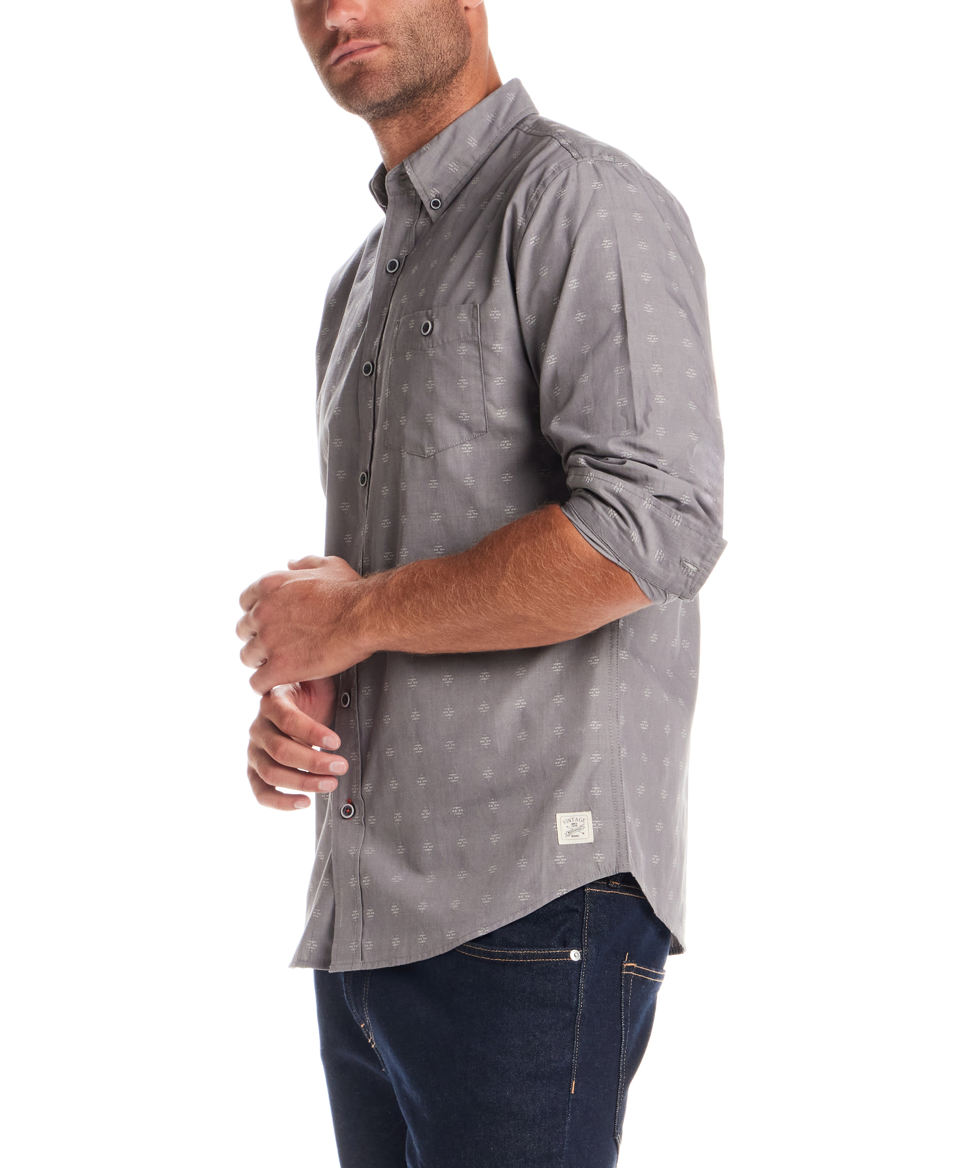Long Sleeve Dobby Chambray in Moon Mist