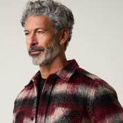 Brushed Unlined Plaid Shirt Jacket in Burgundy