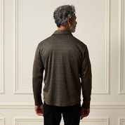 Bold Pattern Jacquard Button Down Shirt in Dark Khaki