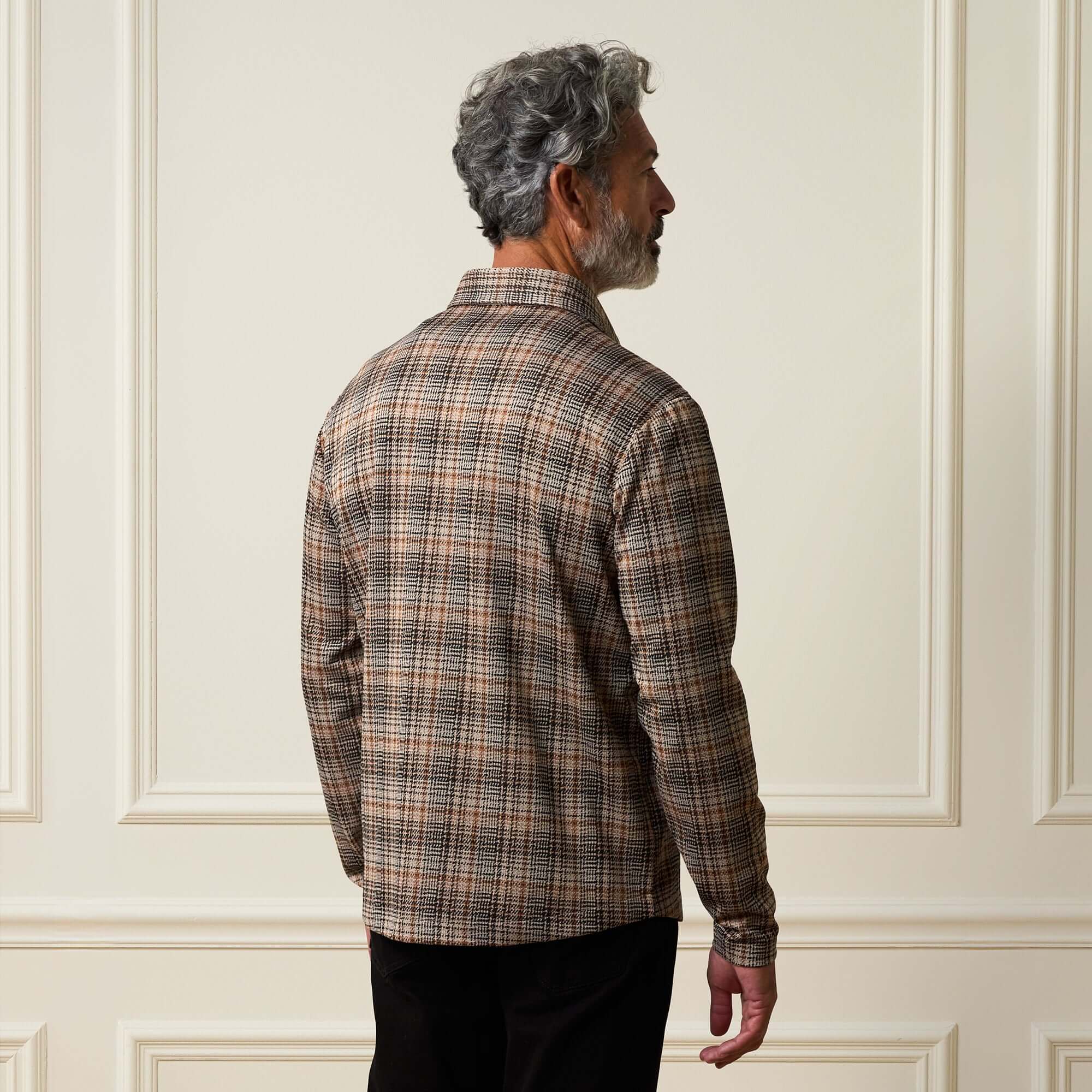 black dress shirt with khakis Vintage & Black Men's Long Sleeve Bold Plaid Shirt - Dark Khaki