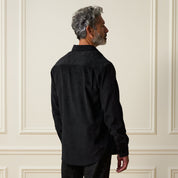 Long Sleeve Solid Cord Button Down in Black