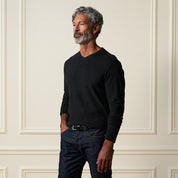 Long Sleeve Brushed V-Neck in Charcoal