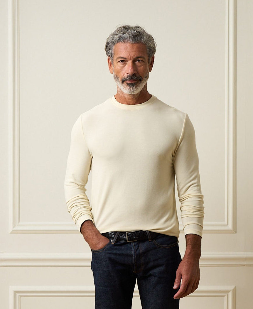 Long Sleeve Crew Neck in Ivory