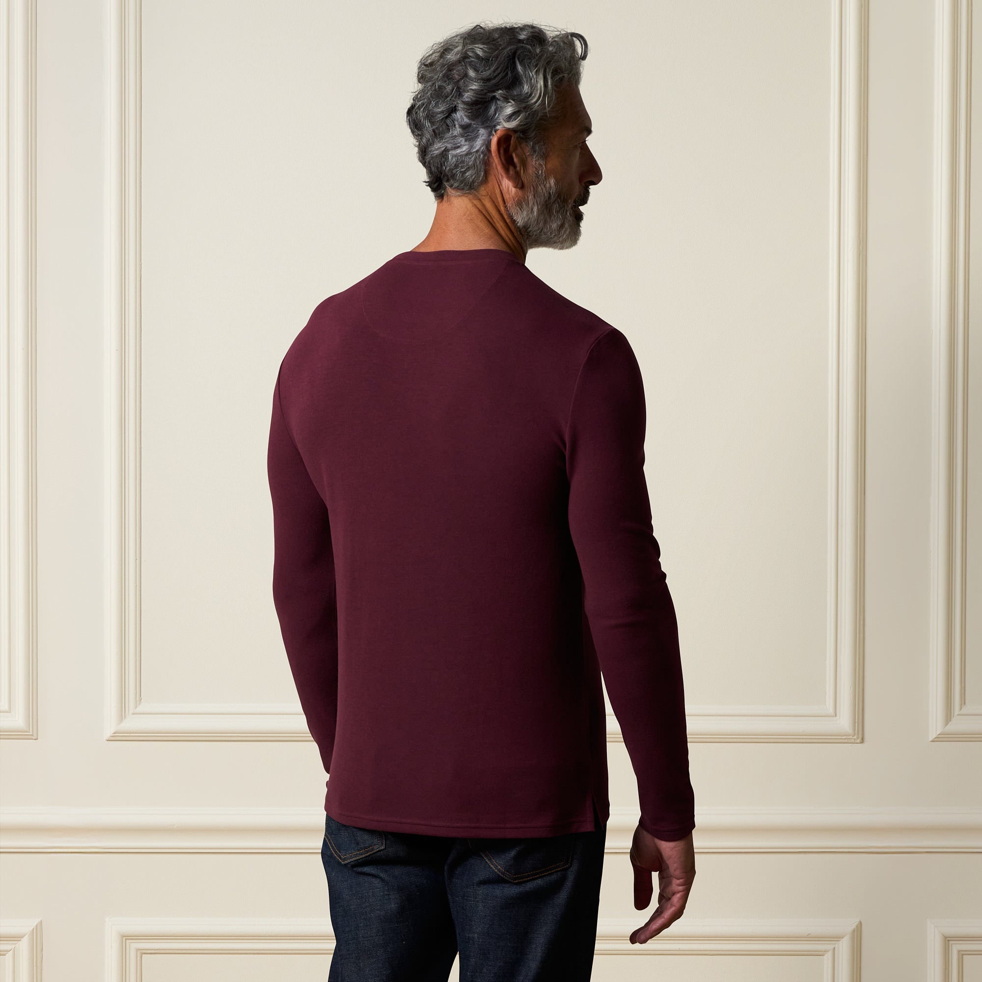 Long Sleeve Crew Neck in Burgundy