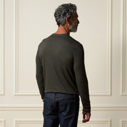 Long Sleeve Crinkle Henley in Olive