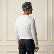 Long Sleeve Crinkle Henley in White