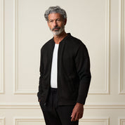 Ribbed Bomber Jacket in Black