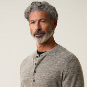 Long Sleeve Mixy Henley in Dark Brown