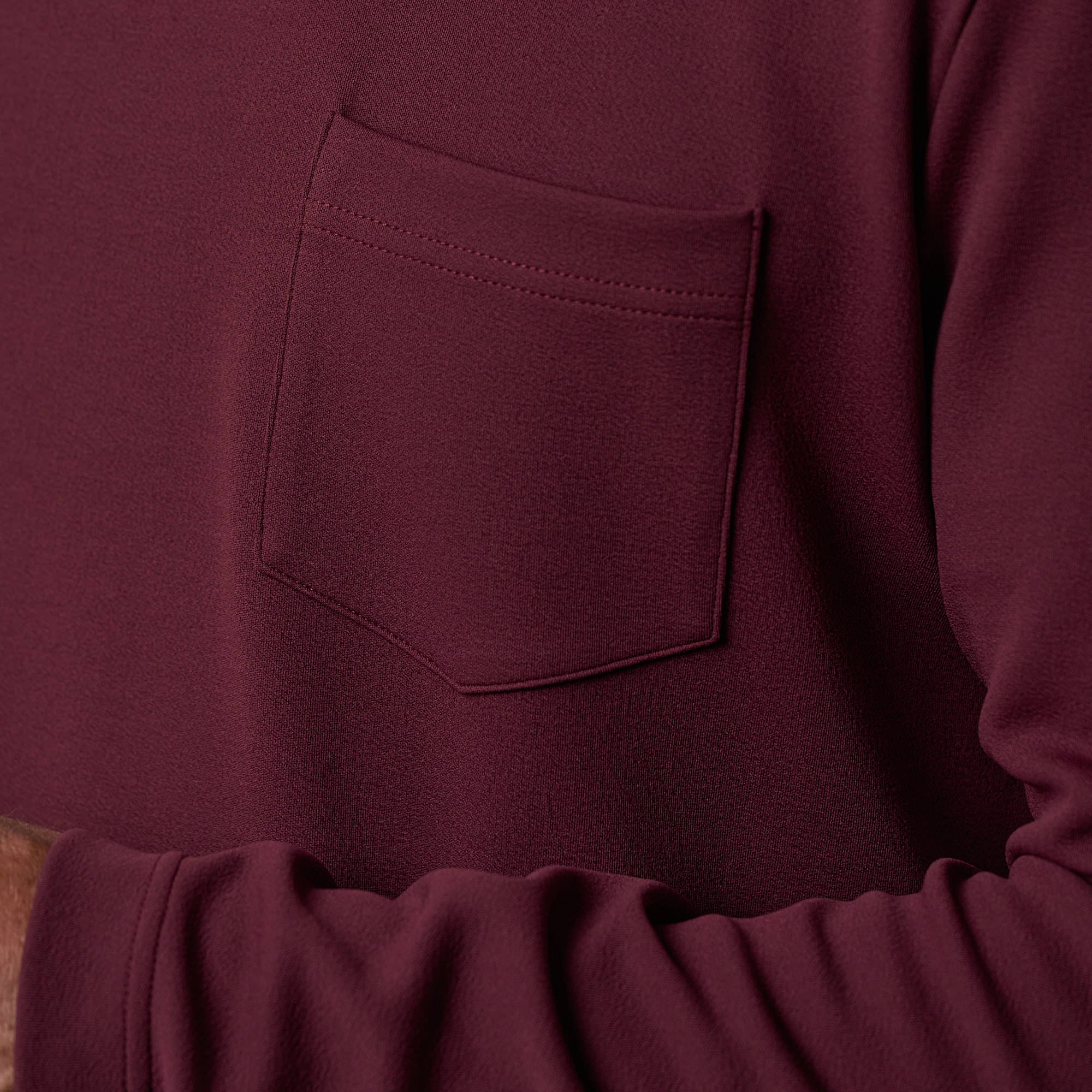 Crinkle Scuba Crew Neck in Burgundy