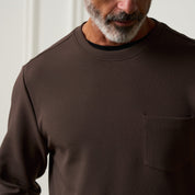 Crinkle Scuba Crew Neck in Brown