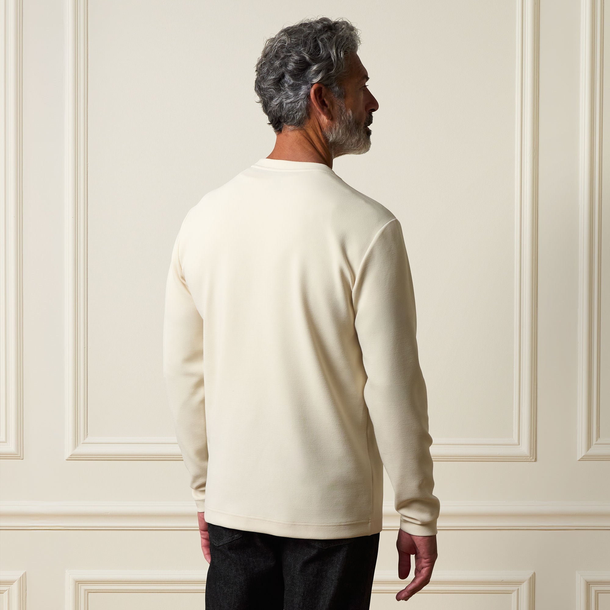 Crinkle Scuba Crew Neck in Ivory