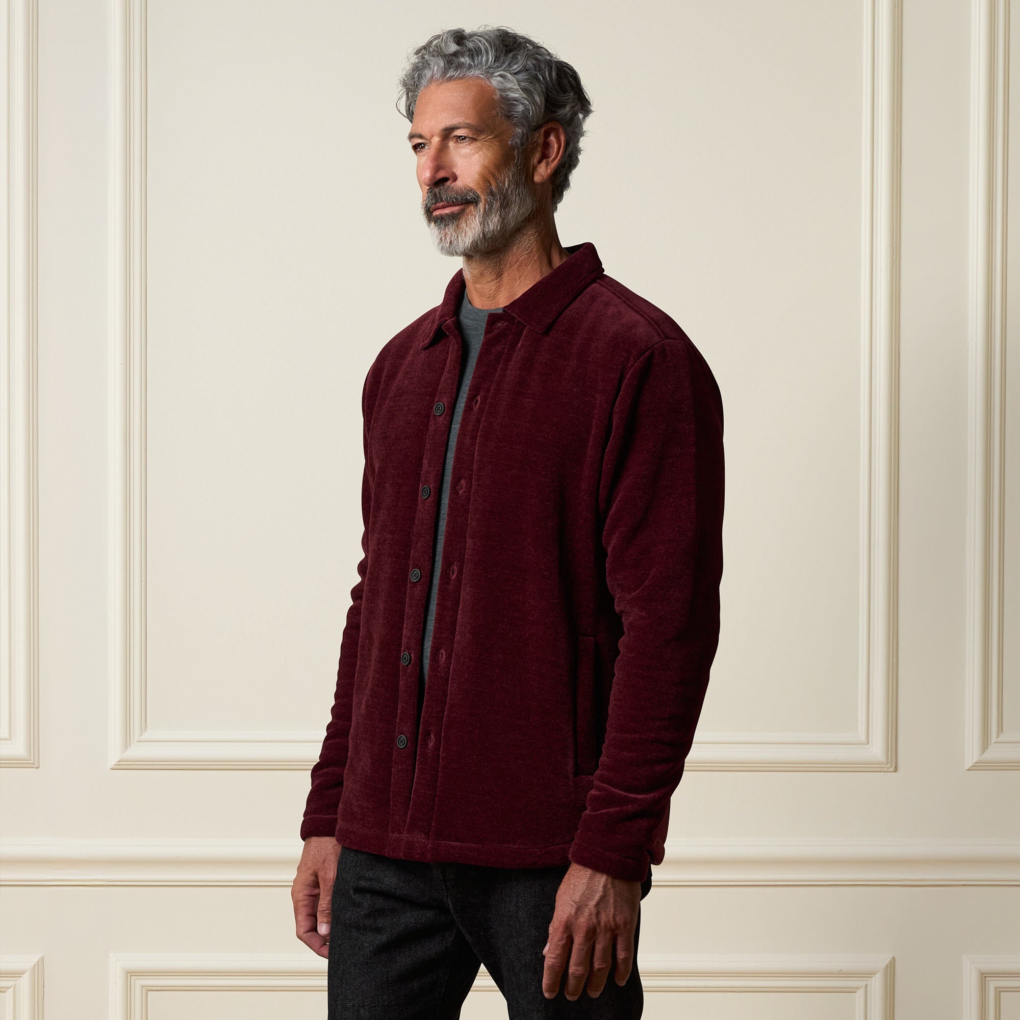 Brushed Corded Shirt Jacket in Fig