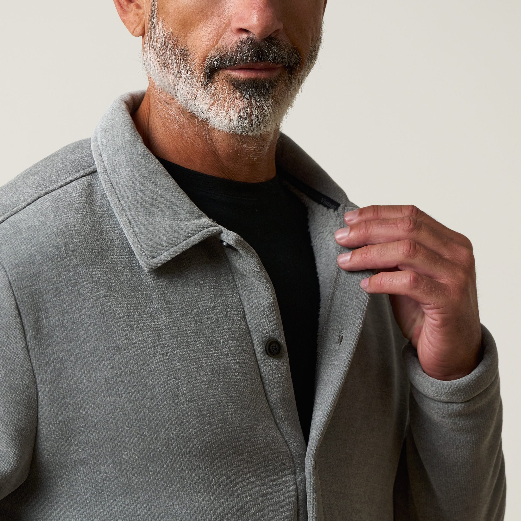 Brushed Corded Shirt Jacket in Ultimate Grey