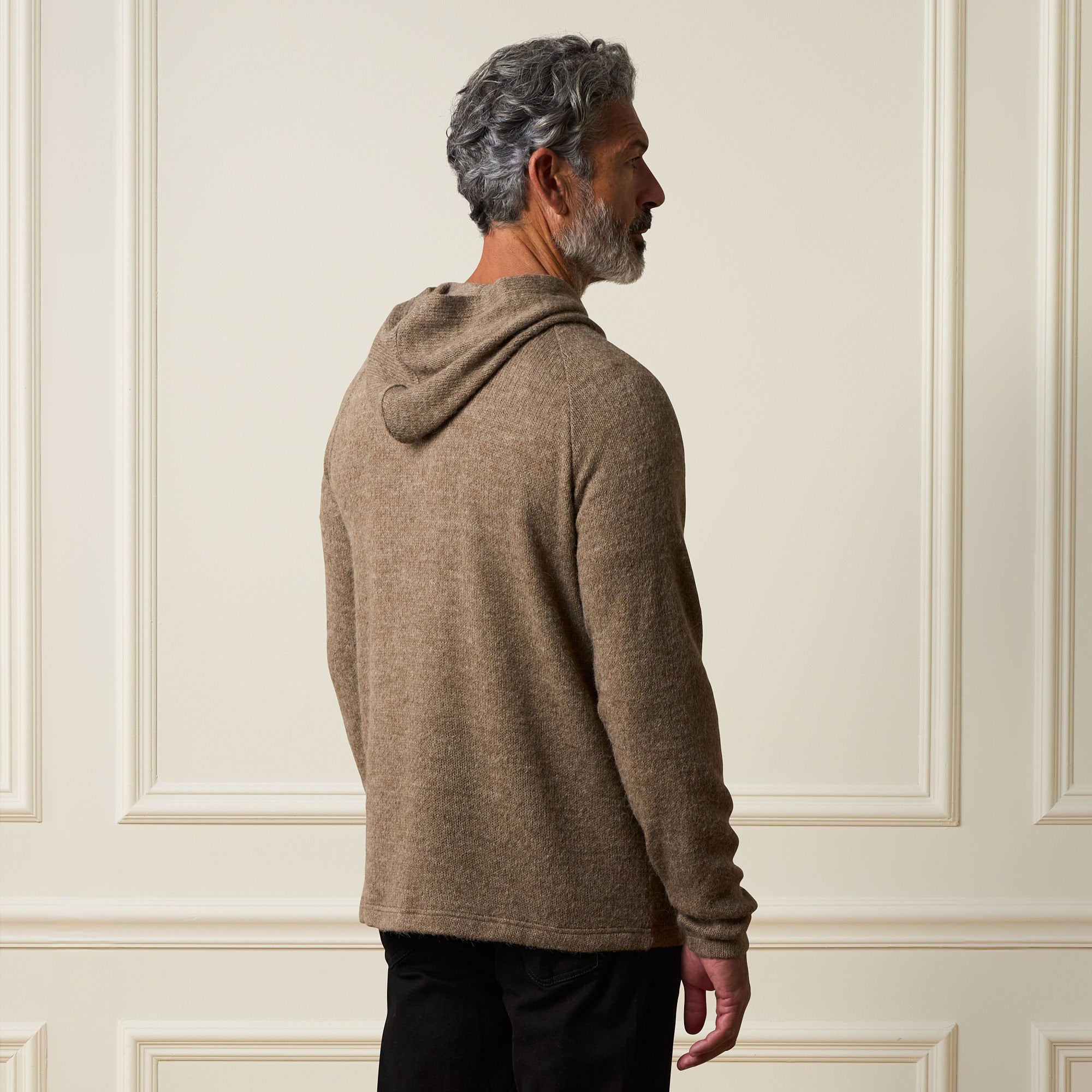 Sweater Knit Hoodie in Brown