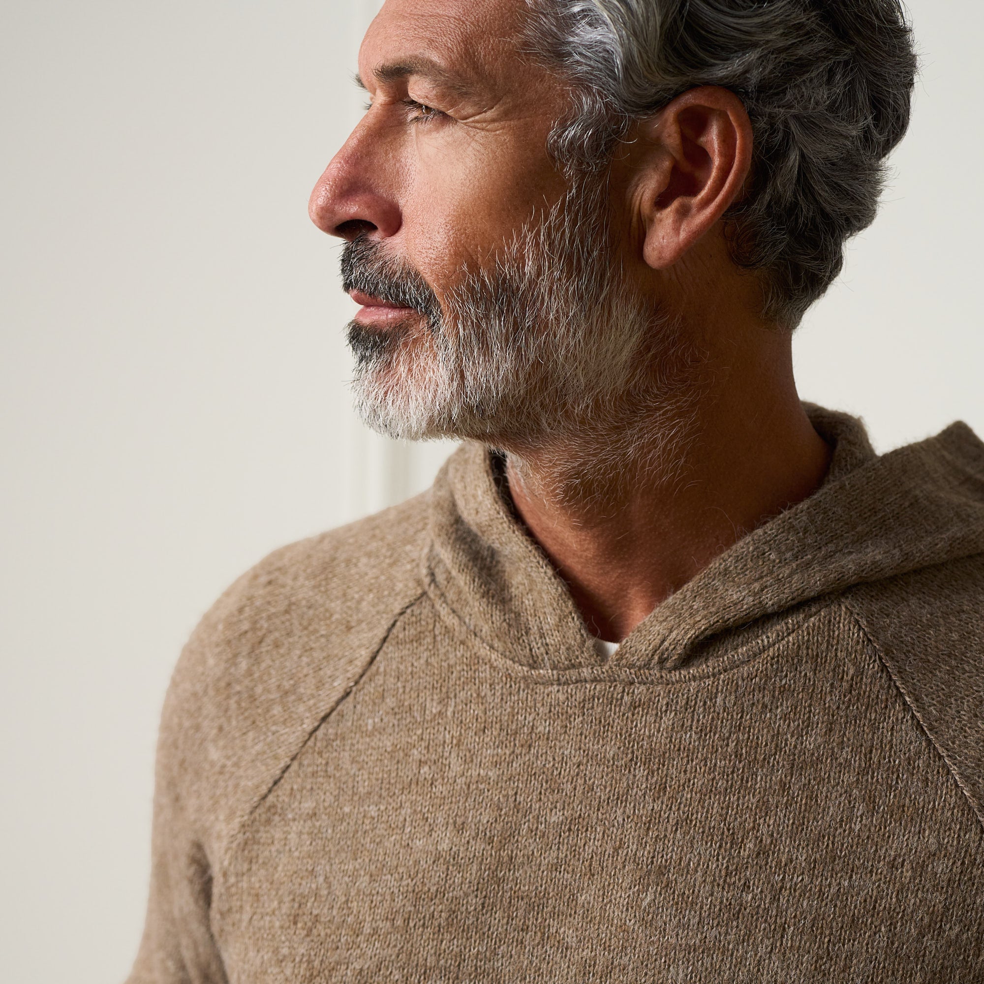 Sweater Knit Hoodie in Brown