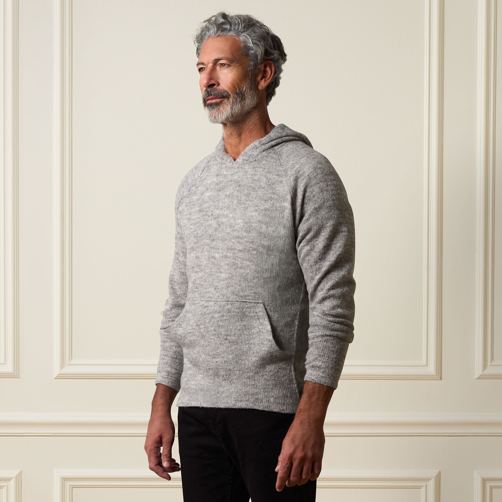 Sweater Knit Hoodie in Grey Heather