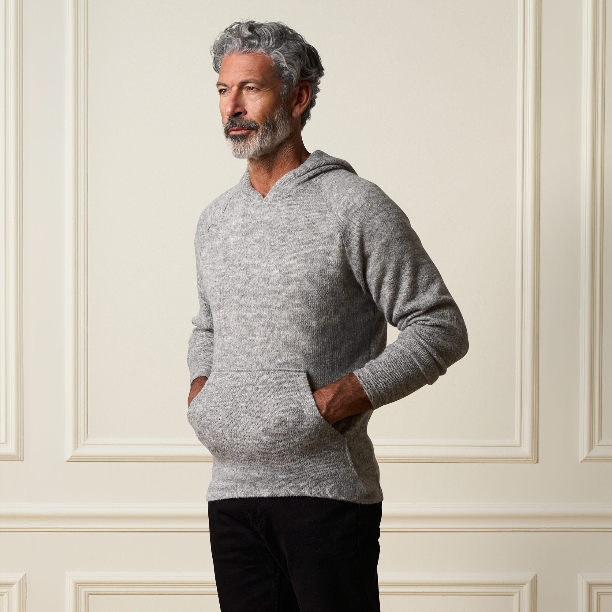 Sweater Knit Hoodie in Grey Heather