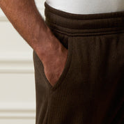 Ribbed Drawstring Pant in Brown