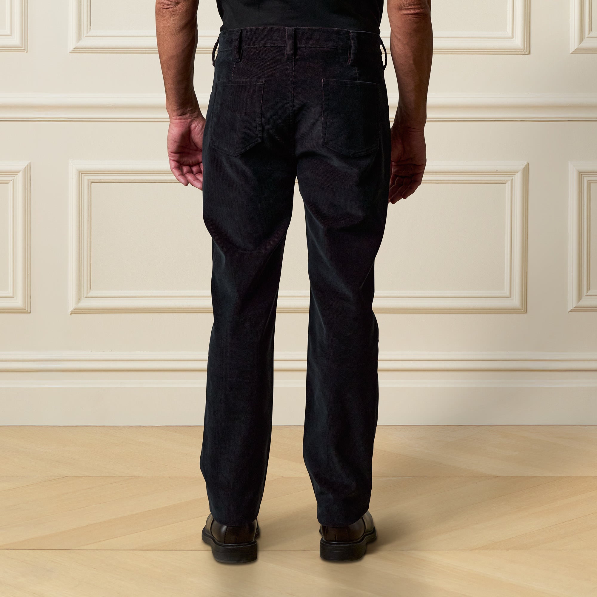 Two-Tone Cord 5 Pocket Pants in Black