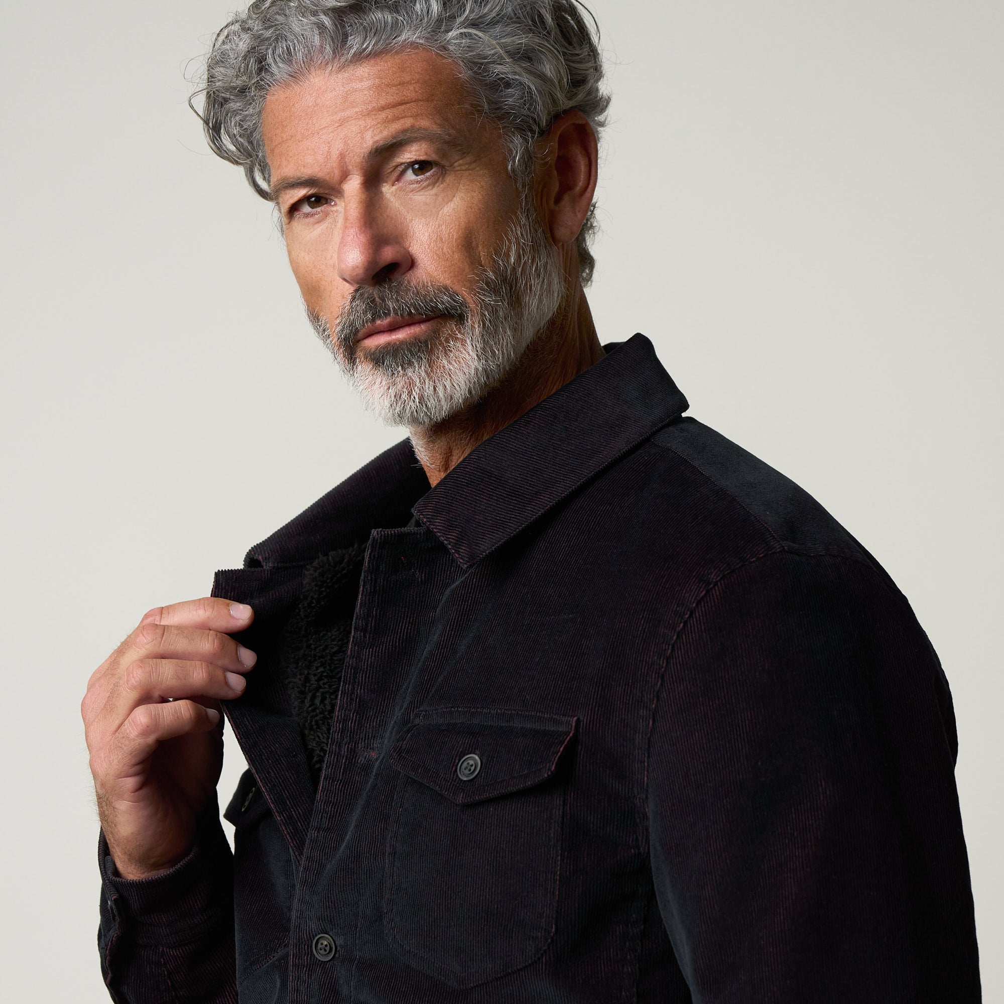 Two-Tone Cord Jacket in Black