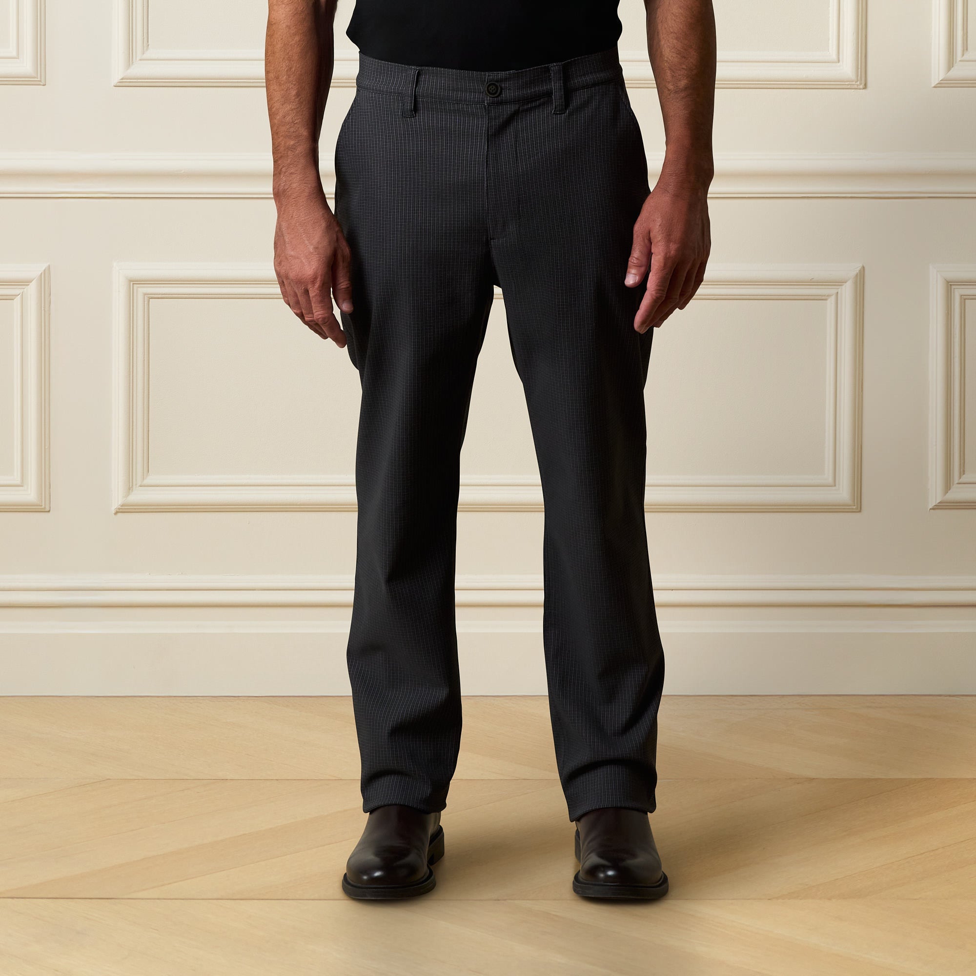 Grid Pants in Charcoal