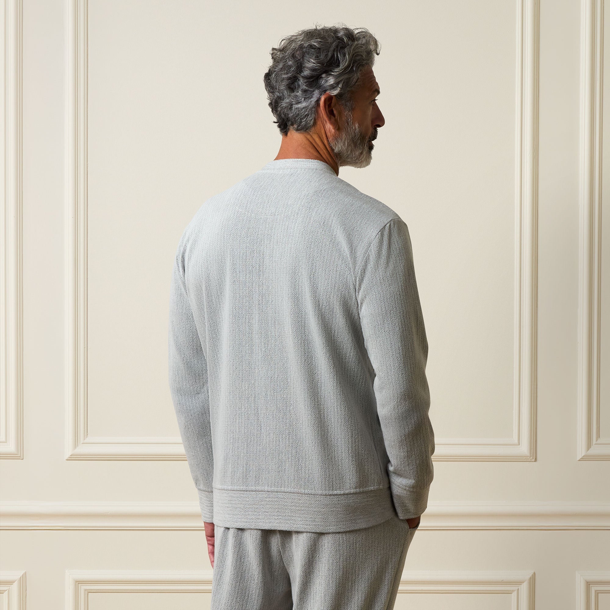 Mini Herringbone Bomber Jacket in Natural