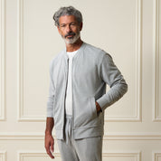 Mini Herringbone Bomber Jacket in Natural