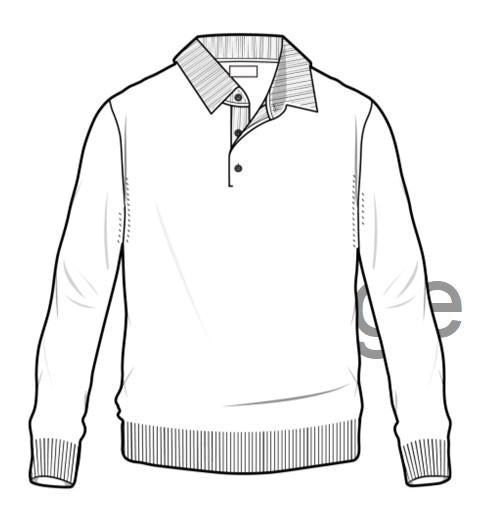 Cotton-Cashmere Polo Sweater in Silver Heather