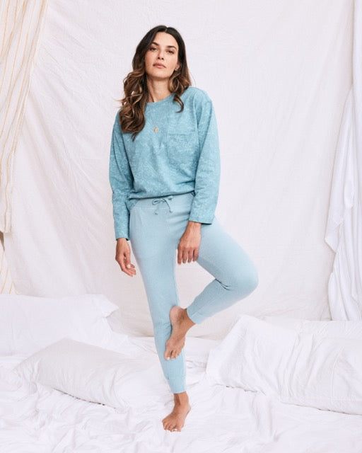 Tonal Distress Print Top In Adriatic