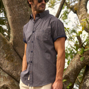 Short Sleeve Cotton Poplin Shirt in Dress Blues