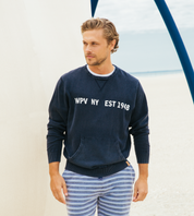 Stonewash Logo Crew Sweater In Blue Nights