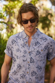 Floral Print Shirt In Dress Blues