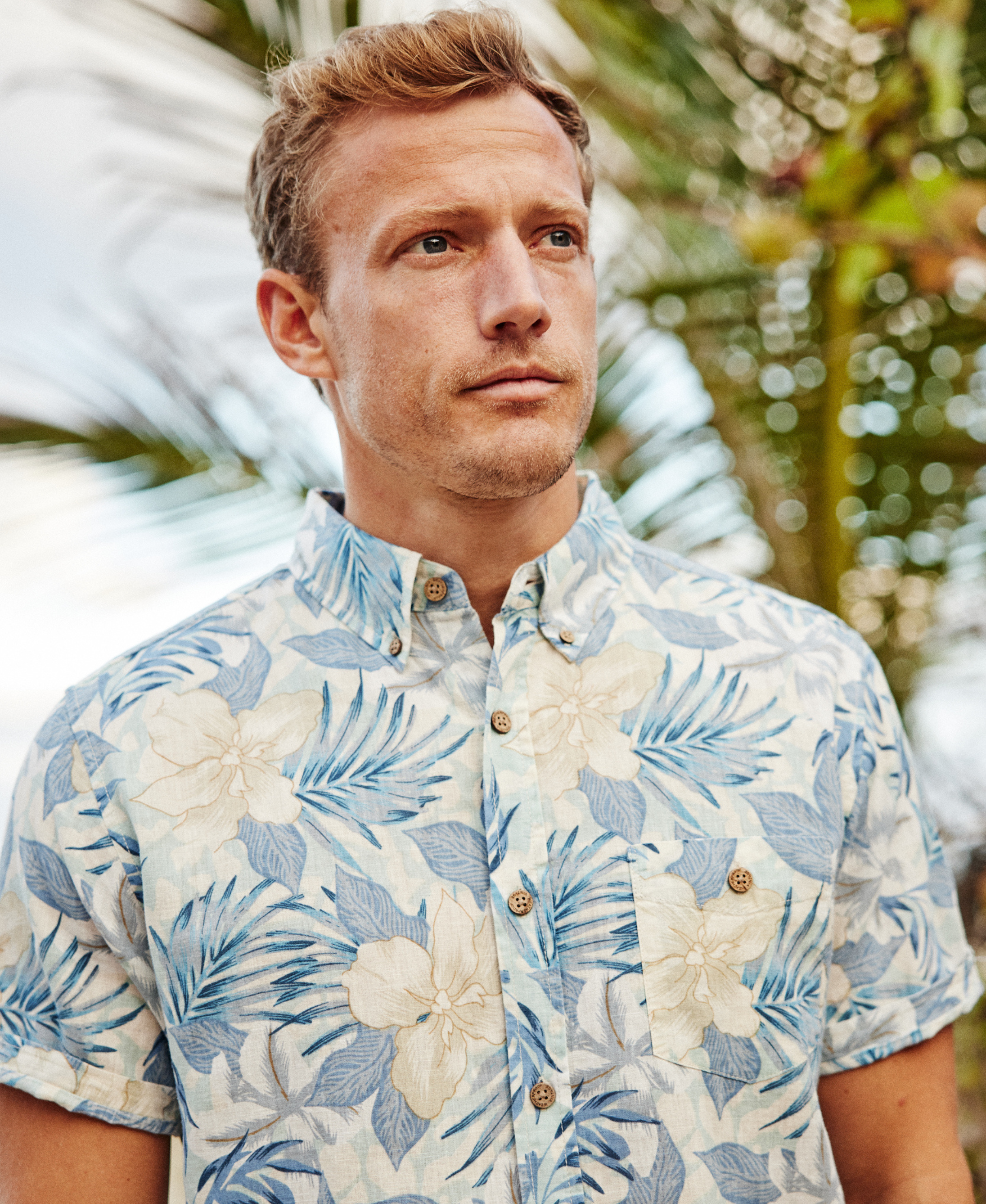 Floral Printed Shirt In Dusty Blue