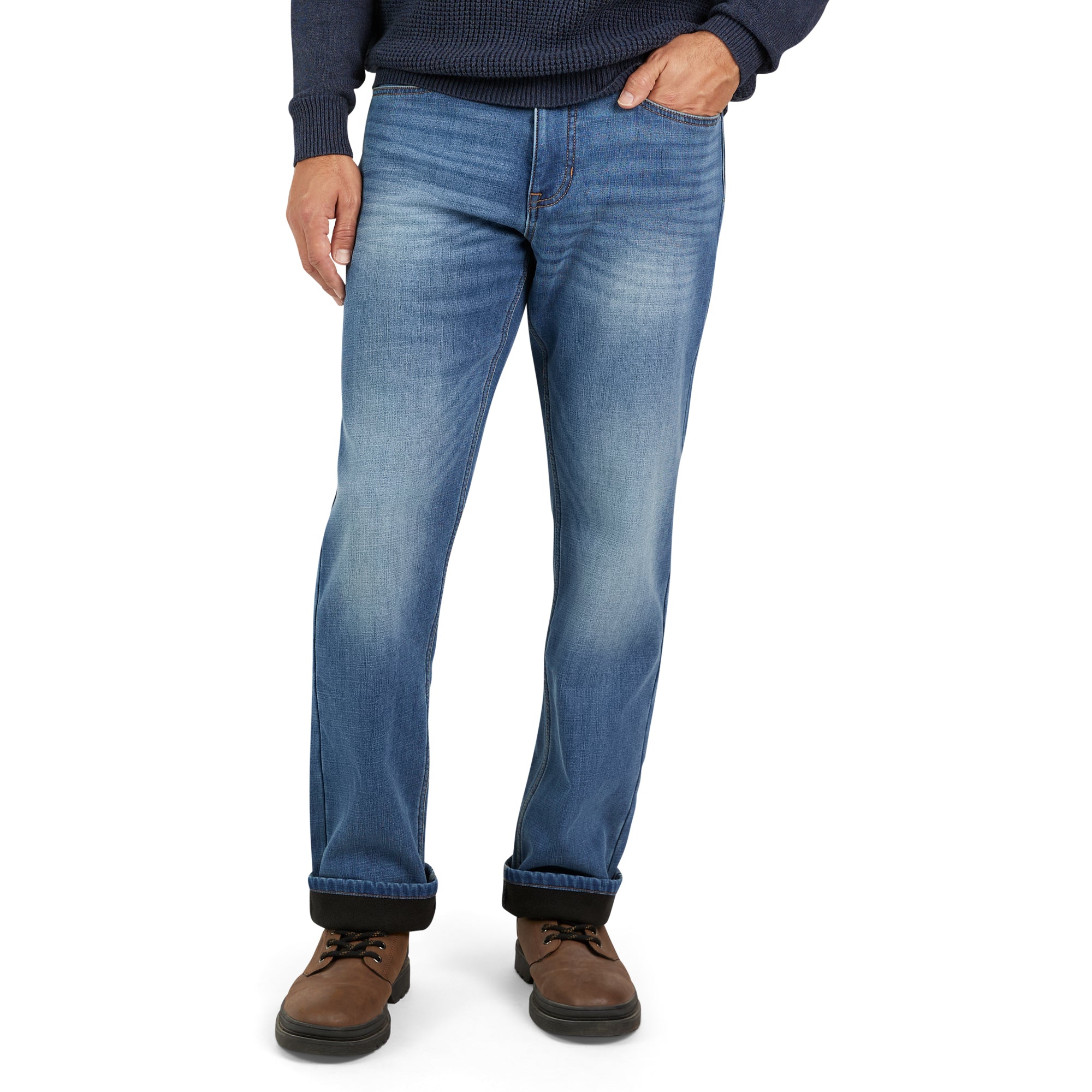 Regular Fit Fleece Lined Jeans - Baltic Wash