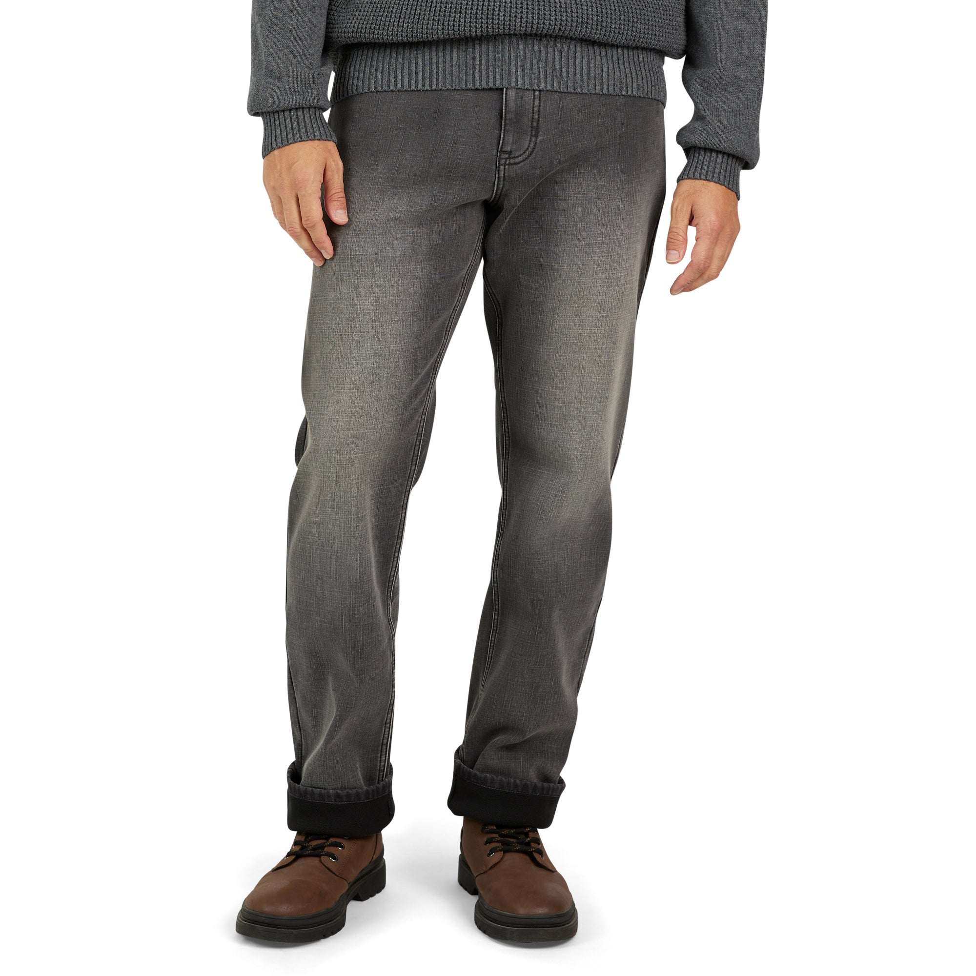 Regular Fit Fleece Lined Jeans - Grey Used
