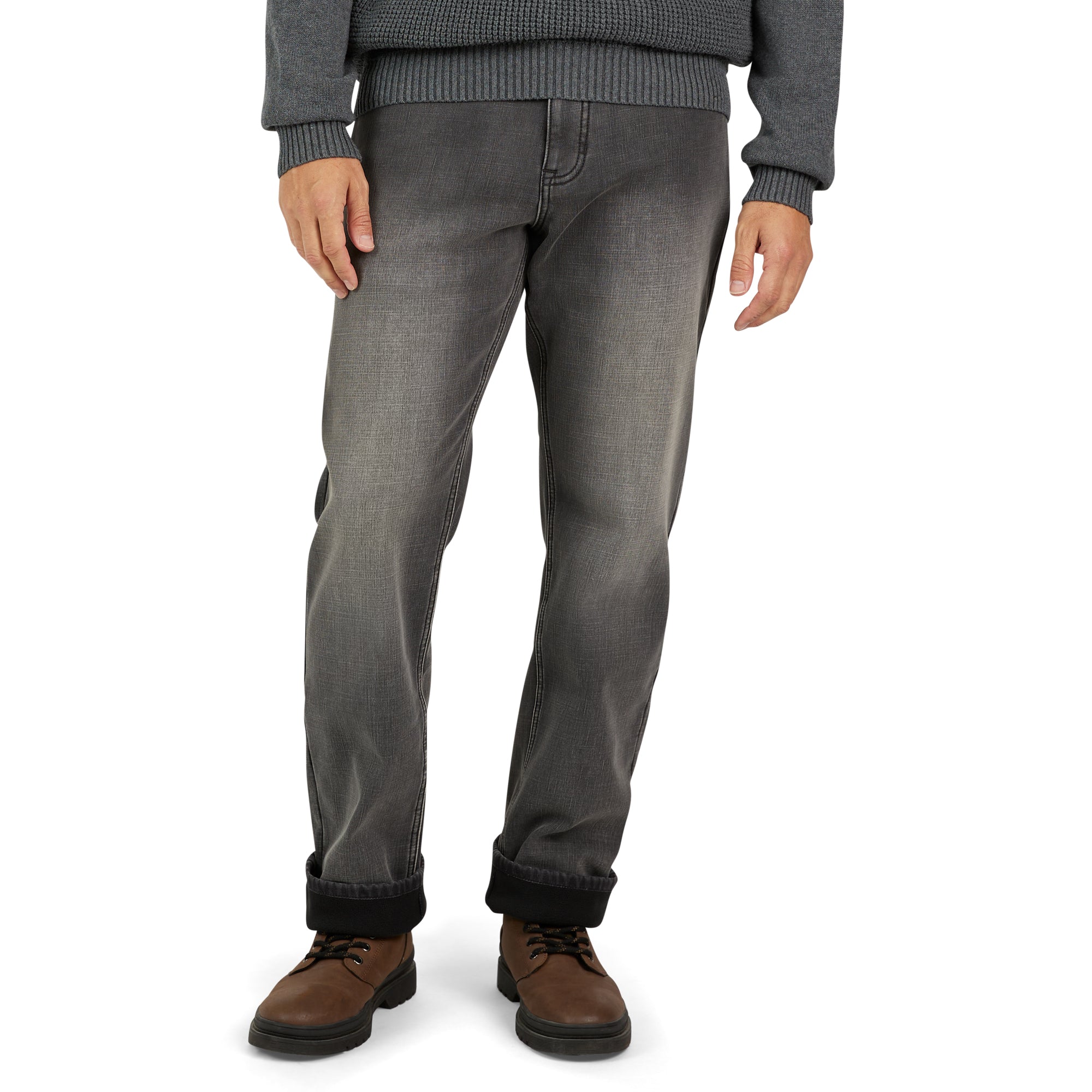 Regular Fit Fleece Lined Jeans - Grey Used