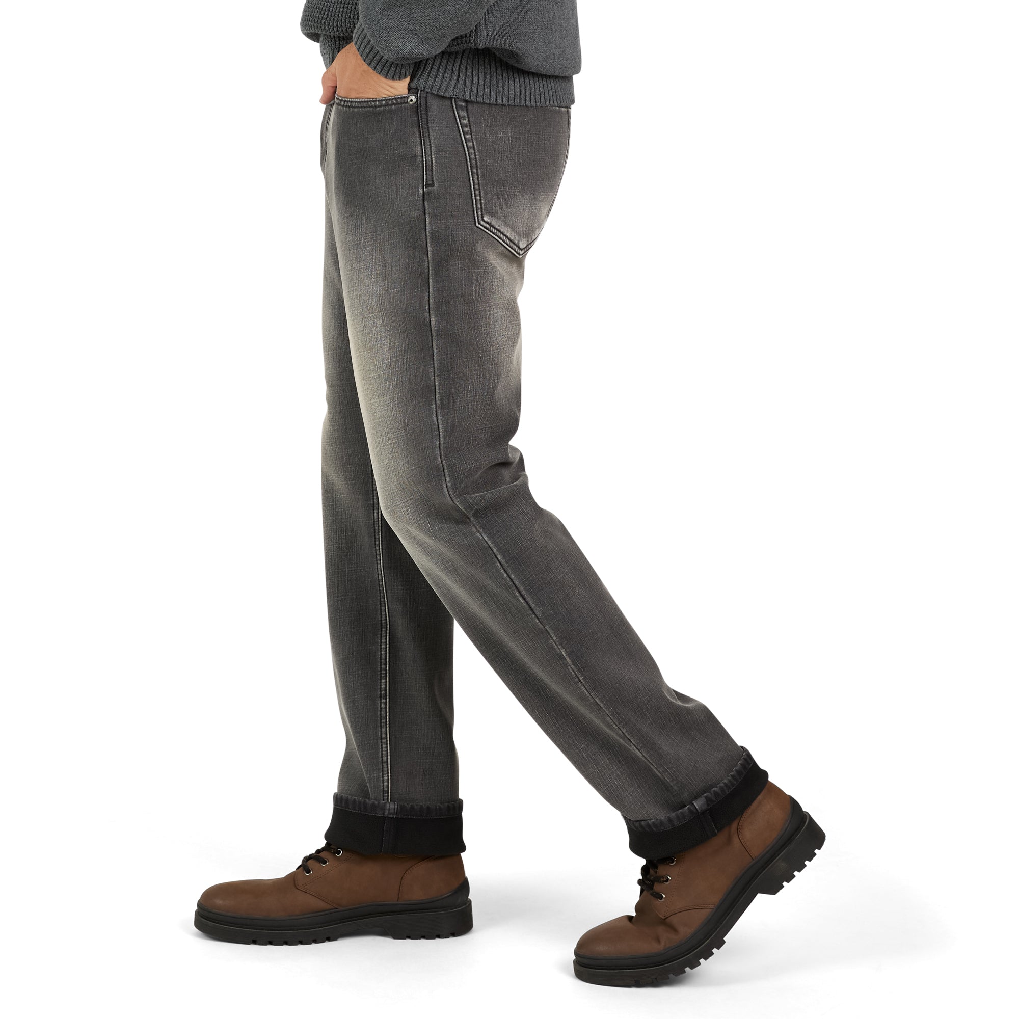 Regular Fit Fleece Lined Jeans - Grey Used