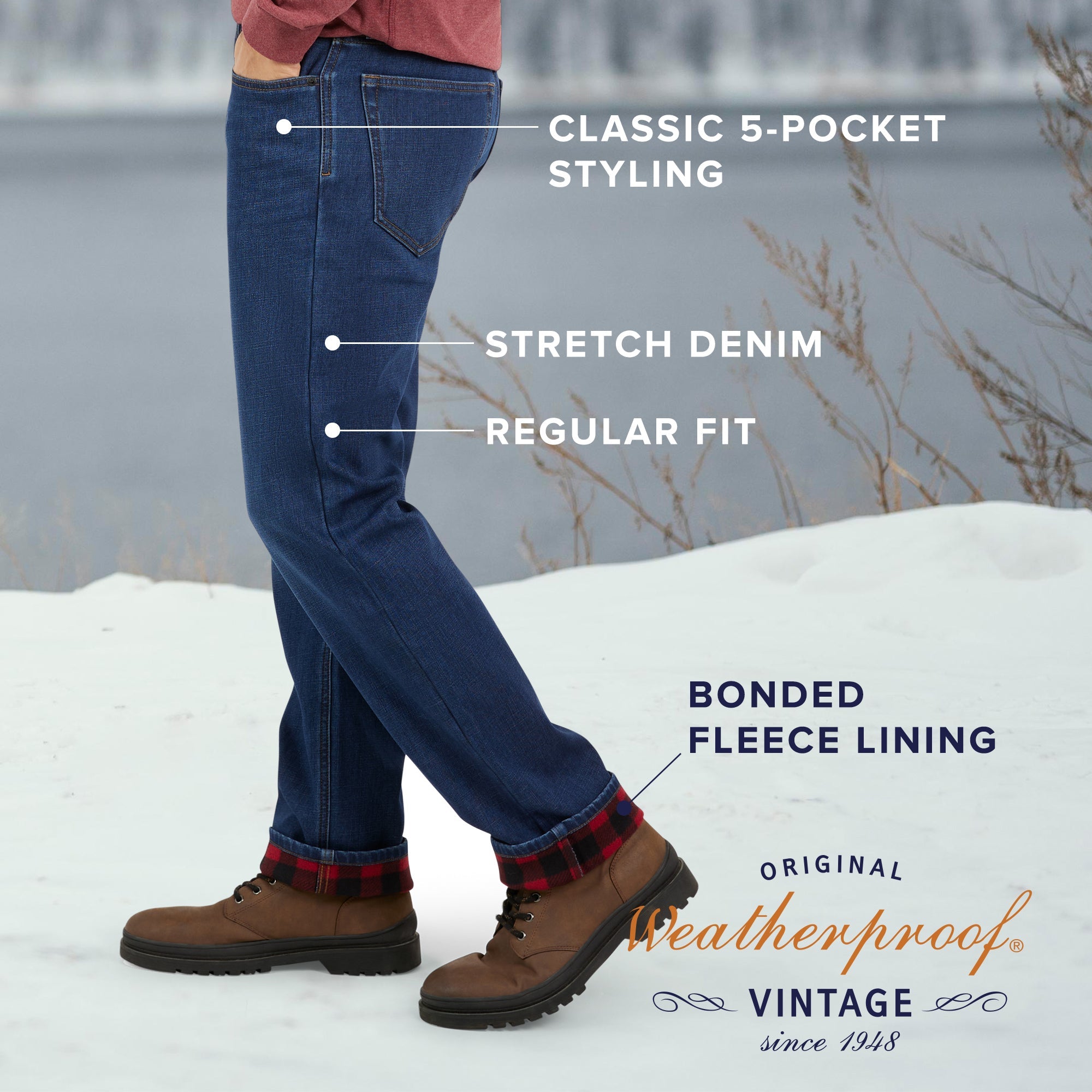 Regular Fit Fleece Lined Jeans - Osaka