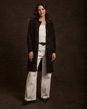 Women's Plush Herringbone Coatigan in Chocolate