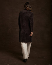 Women's Plush Herringbone Coatigan in Chocolate